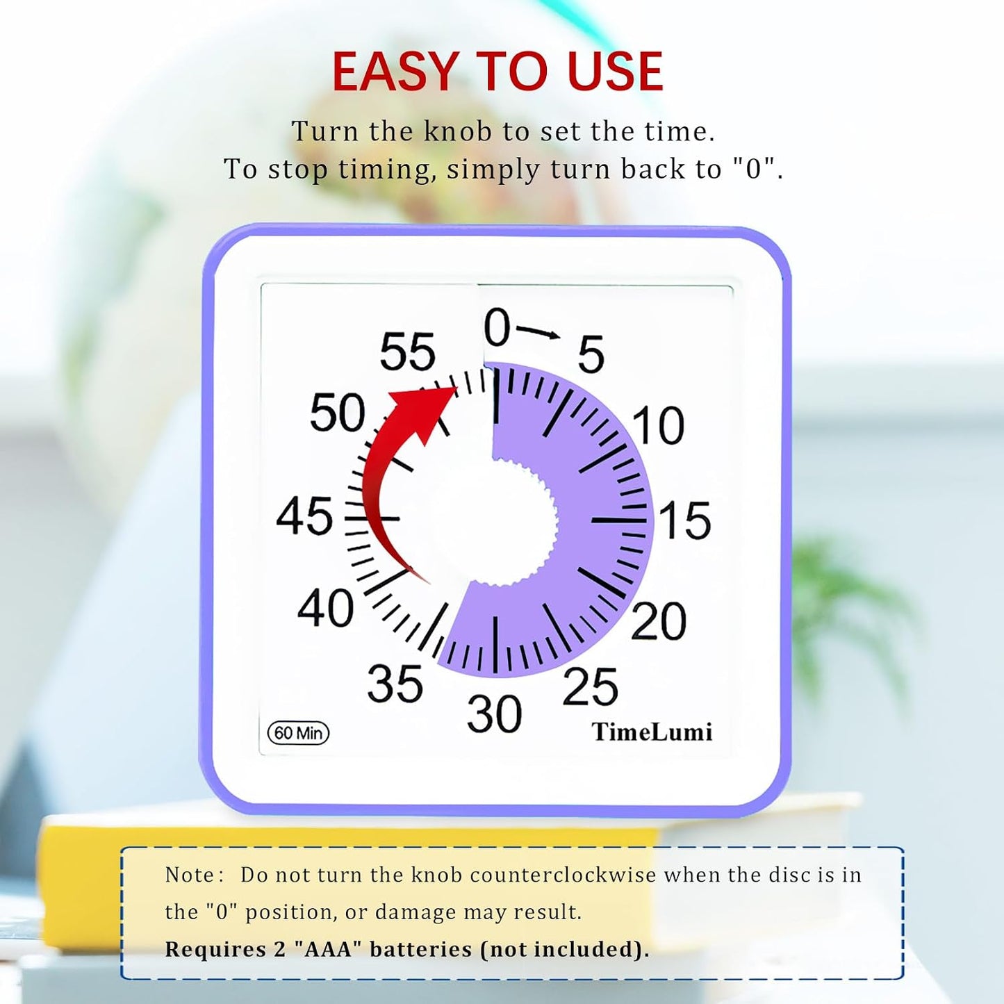 60-Minute Visual Timer for Kids, Time Management Tool Study Classroom Timer, Home Edition Silent Countdown Timer for Toddler, Teachers and Adults (Green)