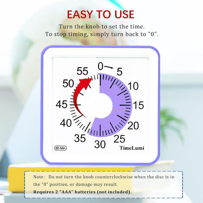 60-Minute Visual Timer for Kids, Time Management Tool Study Classroom Timer, Home Edition Silent Countdown Timer for Toddler, Teachers and Adults (Green)