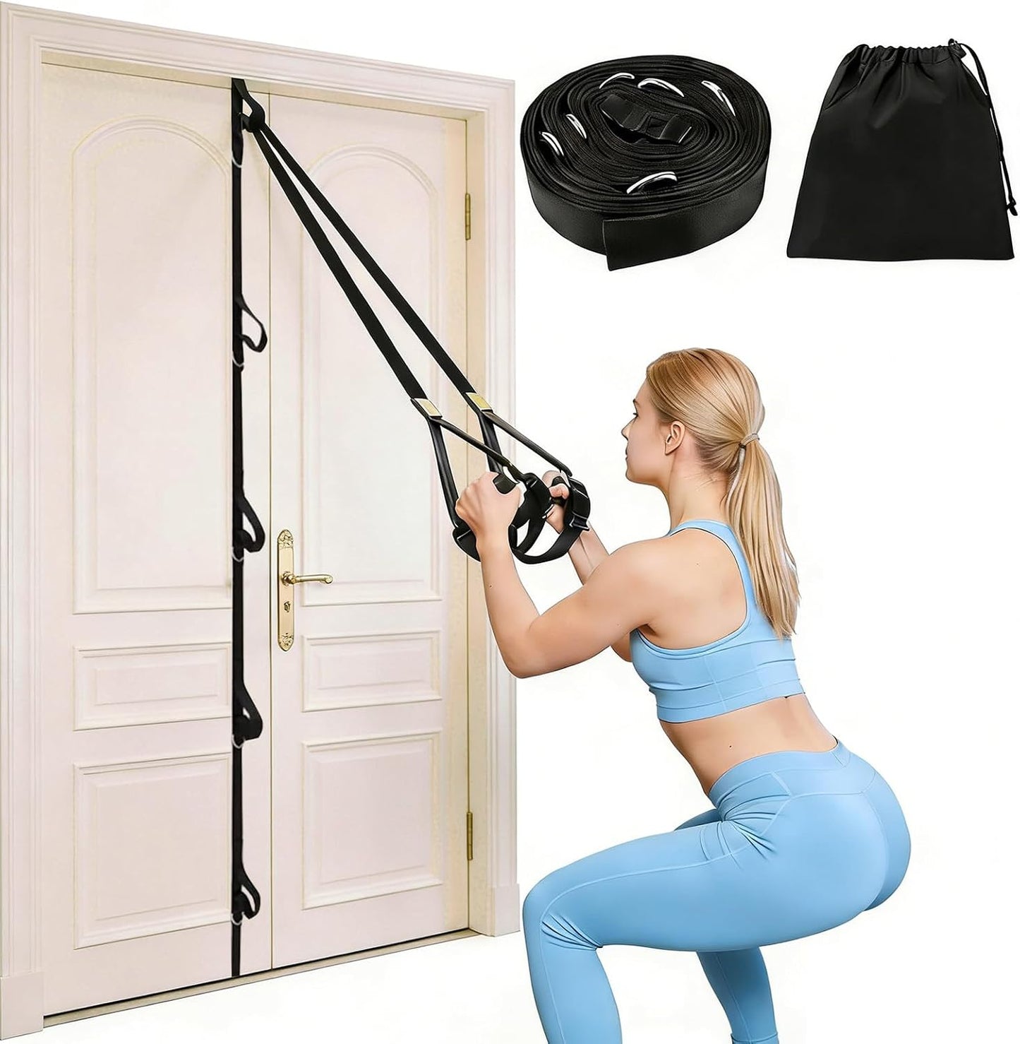 Heavy Duty Loop Door Anchor Strap for Resistance Bands Exercises, Multi Point Anchor Gym Attachment for Home Fitness, Portable Door Band Resistance Workout Equipment
