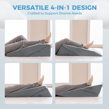 Ganondorf Adjustable Knee Wedge Pillow for Sleeping, Orthopedic Leg Elevation Pillow with Foam, Leg Pillow for Side Sleepers, Knee, Hip & Back Pain Relief, Sciatica, Swelling, Edema, Circulation