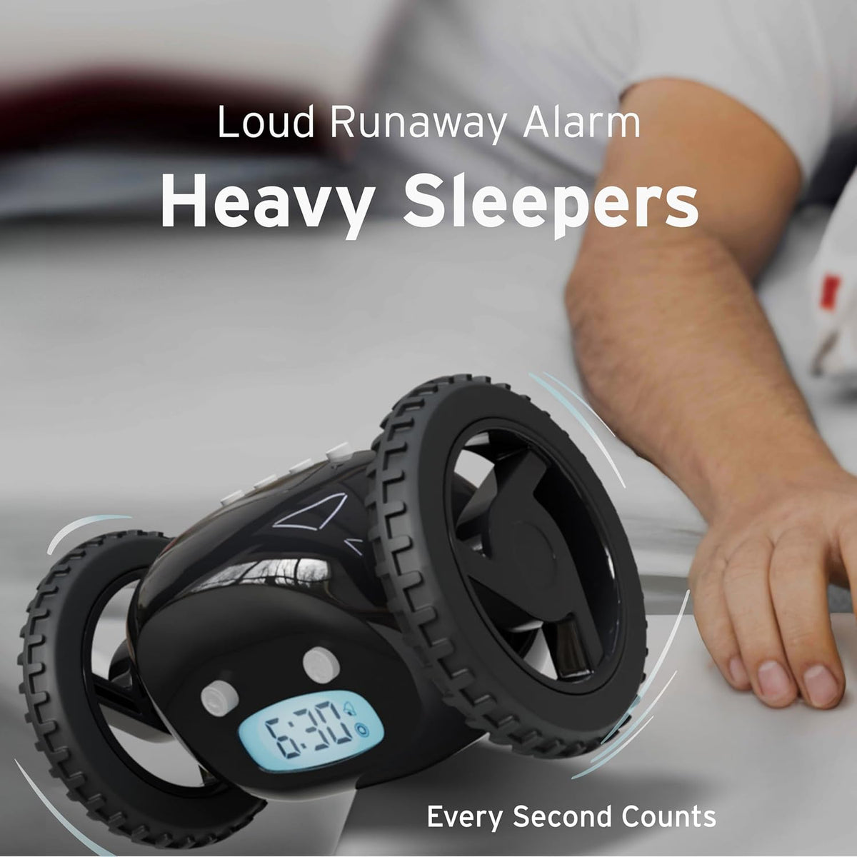 CLOCKY Alarm Clock on Wheels – Loud Rolling Alarm Clock for Heavy Sleepers