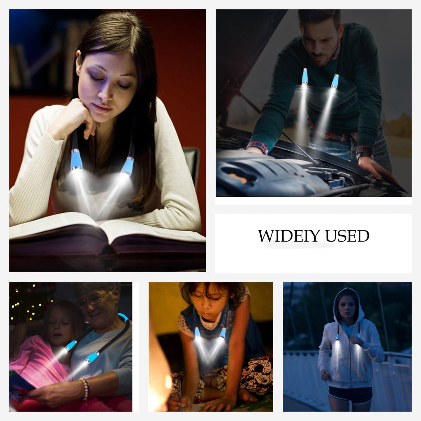 LED Neck Book Light, USB-C Rechargeable, Hands Free, 4 Super Bright LED Bulbs, 3 Adjustable Brightness, Best for Reading in Bed, Knitting, Walking, Jogging, Mending in Night (Pink)