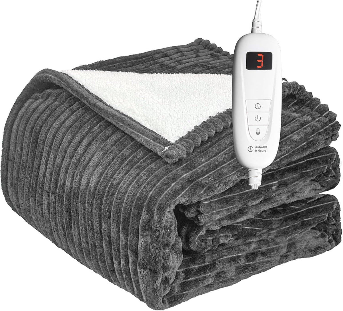 Tefici Heated Blanket Throw,Ultra Soft 2-Layer Flannel Electric Blanket