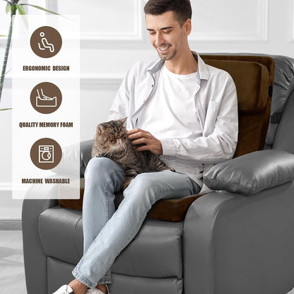 HOMBYS Recliner Seat Cushion with Lumbar Support Pillow and Adjustable Headrest, Medium Firm Foam Filling Chair Pad and Back Support, Non-Slip Design for Comfort and Pressure Reduce, Black