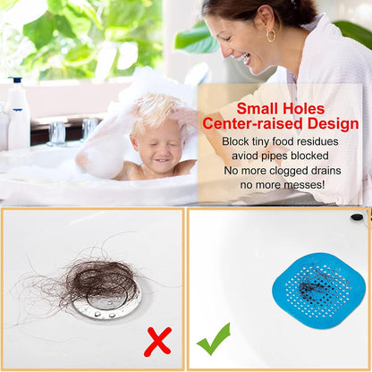 Bovinde Hair Drain Catcher,Square Cover for Shower 2 Pack (Black) | Drainer Cover Silicone Hair Stopper with Suction Cups,Protector Accessories,Easy to Install Suit for Bathroom,Bathtub,Sink