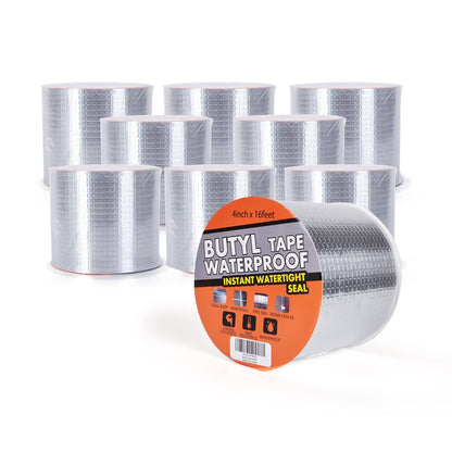 TAPEBEAR Butyl Tape Aluminum Waterproof Sealing Tape 2" x 16Feet | Sealant Tape for RV Repair, Window, Silicone, Glass & EDPM Roof Leak Patching, Boat and Pipe Sealing, Silver