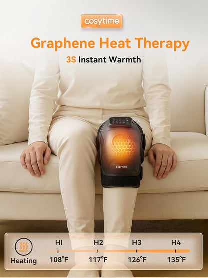 4-in-1 Cordless Knee Massager with 14-Airbag Compression, 3 Vibration Modes, 4 Heat Levels, and Red Light Therapy, 5000mAh Large Battery for Joint Comfort