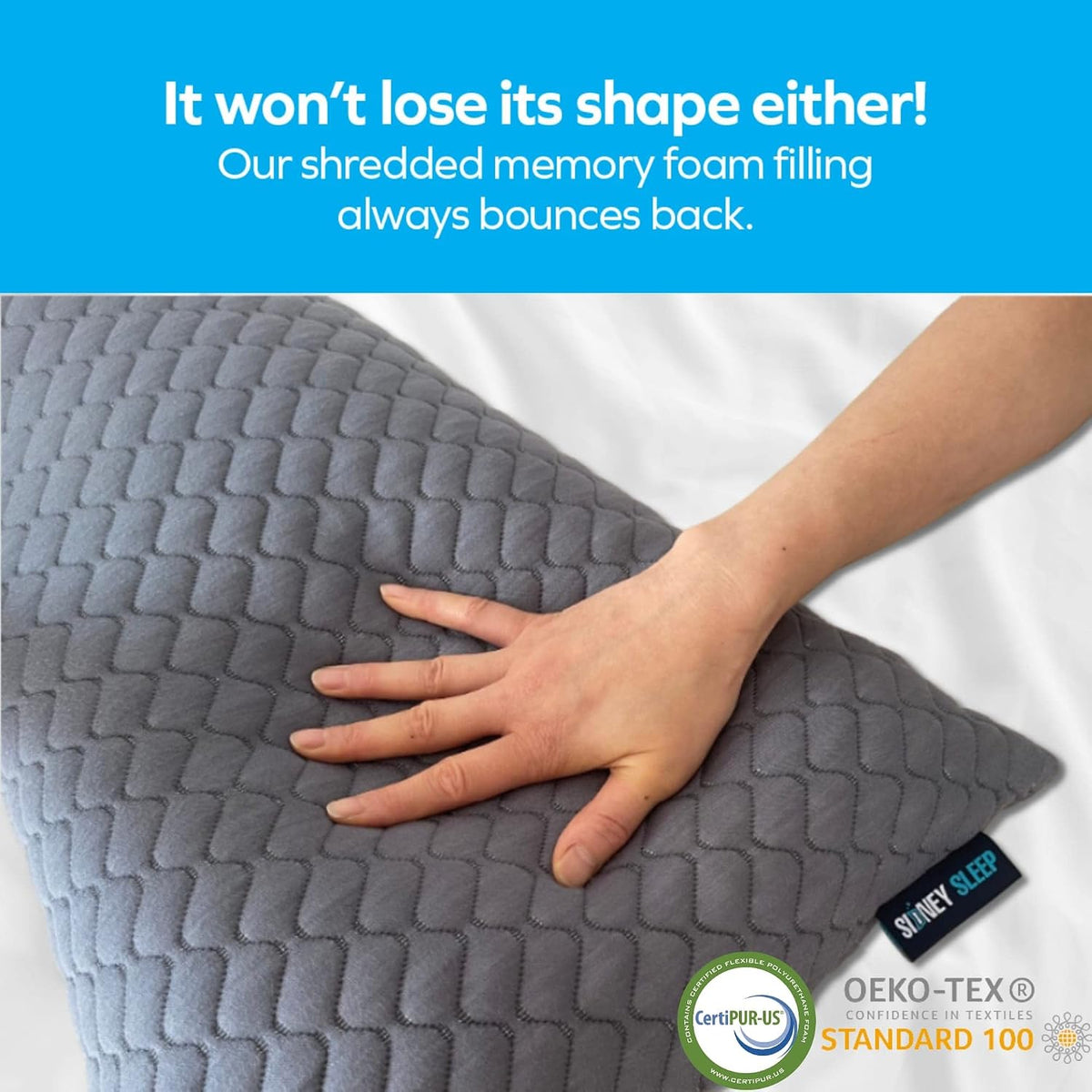 Sidney Sleep Adjustable Curved Pillows for Neck and Shoulder Support with Extra Shredded Fill - Cervical Contour Pillow for Side and Back Sleepers - Queen Size 19" x 29" CertiPUR-US Certified (White)