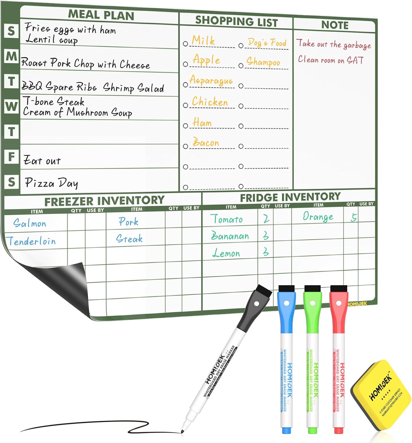 Magnetic Fridge Calendar Magnet, Dry Erase Whiteboard Calendar and Family Chore Chart for Adults with Magnetic List, Dry Erase Markers and Eraser - 14 x 11 Inches