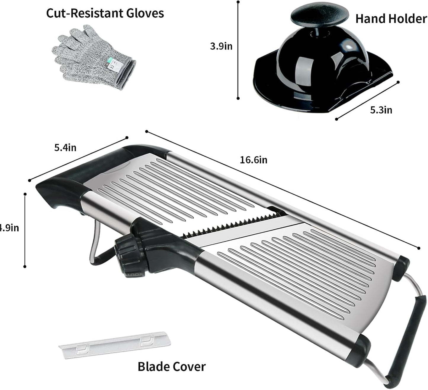 Weltonhm Mandoline Slicer for Kitchen, Mandolin and Julienne for Vegetables | Stainless Steel Mandoline Slicer for Onion, Cucumber, Cabbage, Potato and Carrot Vegetable Slicer with Cut-Resistant Gloves