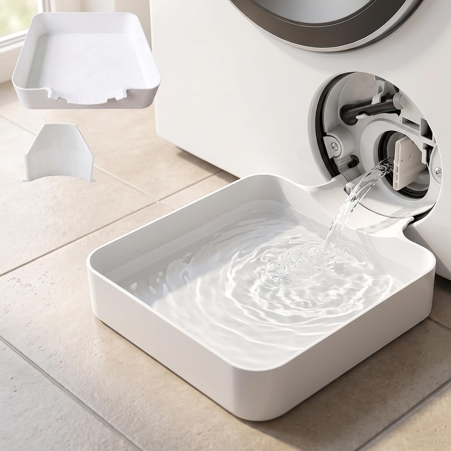 2026 New Front Load Washing Machine Drain Pan, Washer Water Catch Tray | Leak-Proof Tray for Basement Laundry Rooms, Apartments, Garages, Rentals, RVs, Floor Protection, 7*7 in