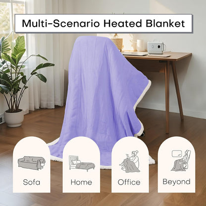 Electric Heated Blanket Full Size 72"x84" – Light Gray | ETL for Safe Overnight, 4 Heat Settings & 10H Auto Off, Dual-Sided Microplush Sherpa for Home Night, Machine washable