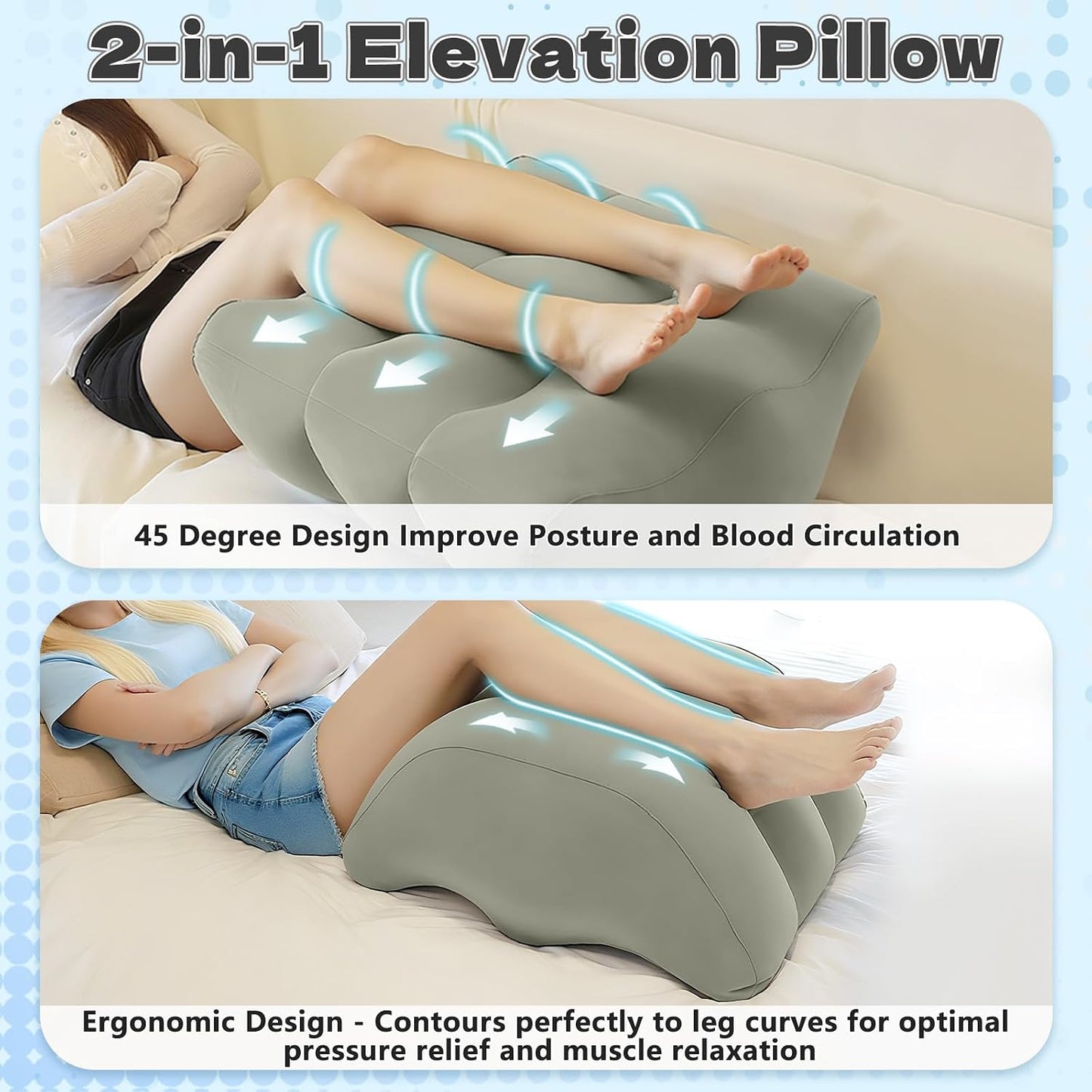 Inflatable Leg Elevation Pillow for After Surgery Swelling Circulation | Adjustable Height, Travel Wedge, Post-Surgery Recovery, Support Pillows for Leg/Back/Ankle