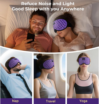 LC-dolida Sleep Headphones, Sleep Mask with Bluetooth 5.4 Headphones, Detachable 3D Blackout Eye Mask with Wireless Headphones Bluetooth Sleep Mask for Side Sleepers, Cooling Music Mask Gift (Purple)