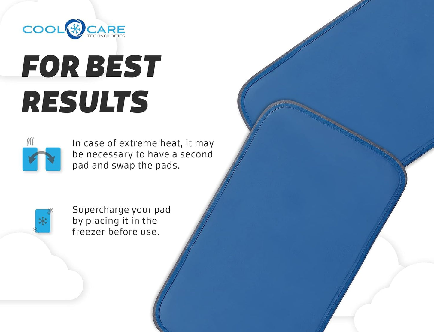 Cool Care Technologies Cooling Pad for Bed - Pressure Activated Gel Provides Instant Relief - Ideal for Fevers, Hot Flashes, Night Sweats