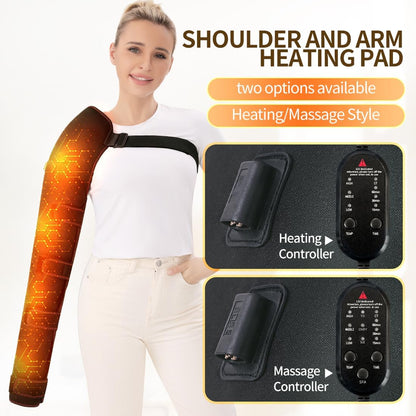 Shoulder Arm Hand Heating Pad for Pain Relief, Ultra Long Heated Wrist Wrap Heated Elbow Brace Hand Warmer for Tendonitis, Arthritis, Sports Injury Recovery, 3 Temperature Settings & Timer