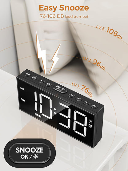 Vibrating Alarm Clock for Heavy Sleepers with Bed Shaker, 116dB Dual Alarms