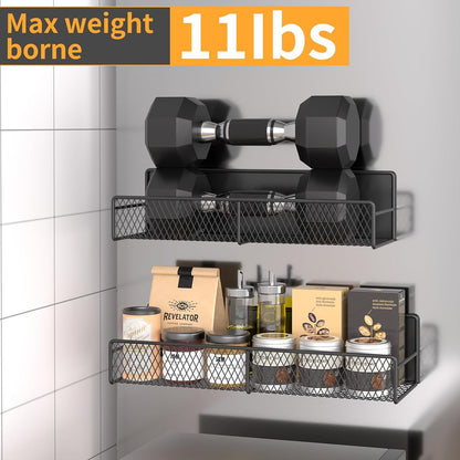 4 Pack Magnetic Shelves for Washing Machine, Heavy-Duty Magnetic Laundry Organizer with Hooks, Washing Machine Shelf for Refrigerator, Metal Storage Baskets, Closet & Laundry Room Organization(Black)