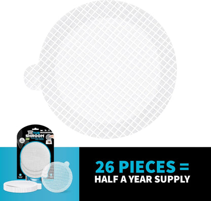 TubShroom 26 Pack Square Disposable Drain Cover - Hair Catcher Mesh Sticker Strainers for Shower Bathtub and Bathroom - Hair Catcher Sticker Drain Protector - Half Year Supply