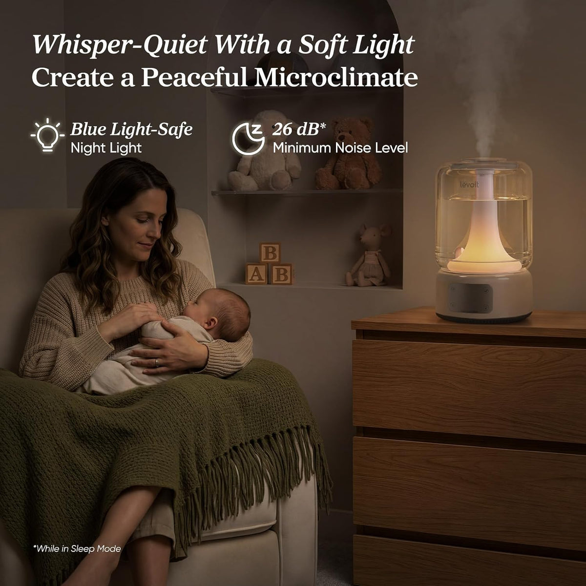 Levoit Humidifiers for Bedroom Large Room, 6L, 60H Runtime, 26dB, Smart App