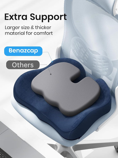 Benazcap Seat Cushion - Memory Foam Car Seat Pad - Sciatica & Lower Back Pain Relief - Car Seat Cushions for Driving - Road Trip Essentials for Drivers, Green