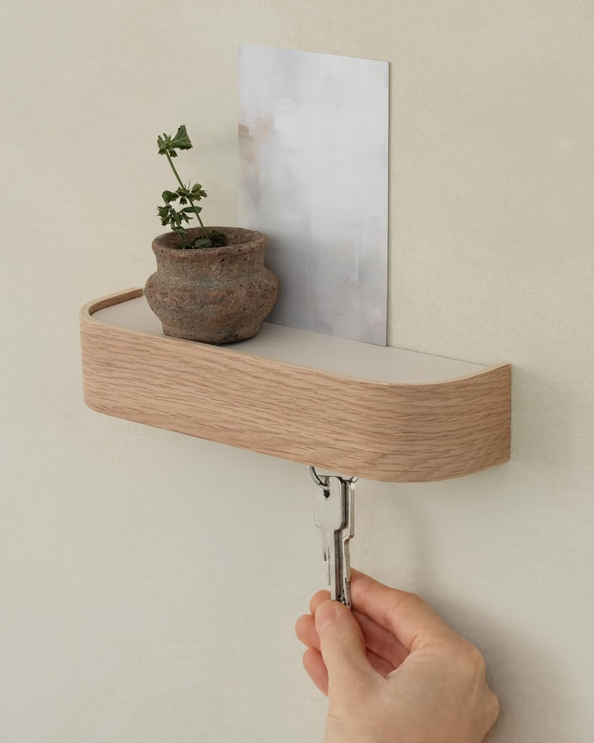Kazai. Key Holder 'Toke' | Minimalist Key Hook Design from Berlin | Modern Key Holder Wall Mount with Wooden Shelf | Key Rack for Wall as Entryway Organizer | Walnut