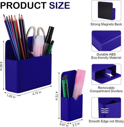 KITANIS Magnetic Pen Holder,2 Pack Magnetic Dry Erase Marker Holder with Generous Compartments,Strong Magnet Storage Marker Pen Pencil Organizer for Refrigerator,Whiteboard,Locker Accessories