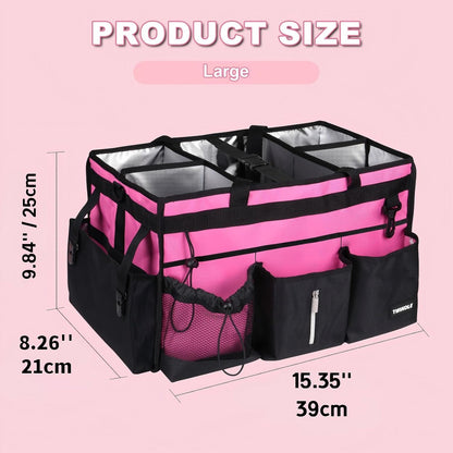 Extra Large Cleaning Caddy Bag with Built-In Support Board, Cleaning Tote Organizer with Removable Divider, Supply Carryall with Adjustable Shoulder Strap and Waist Belt for Cleaners & Housekeeper