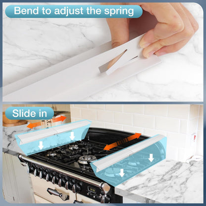 2PCS Kitchen Stove Counter Gap Covers Stainless Steel (13.8"-27.5" Black) | Cooktop Trim Kit, Stove Gap Guards, Oven Gap Filler, Easy to Clean, Heat Resistant & Effectively Protect Stove Gap Filler