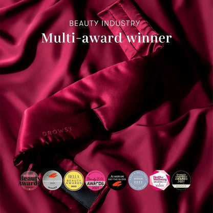 DROWSY Silk Sleep Mask - Face-Hugging, Padded Cocoon for Luxury Sleep in Total Darkness - 100% Pure Mulberry Silk, Skin-Hydrating & Adjustable (Midnight Blue)