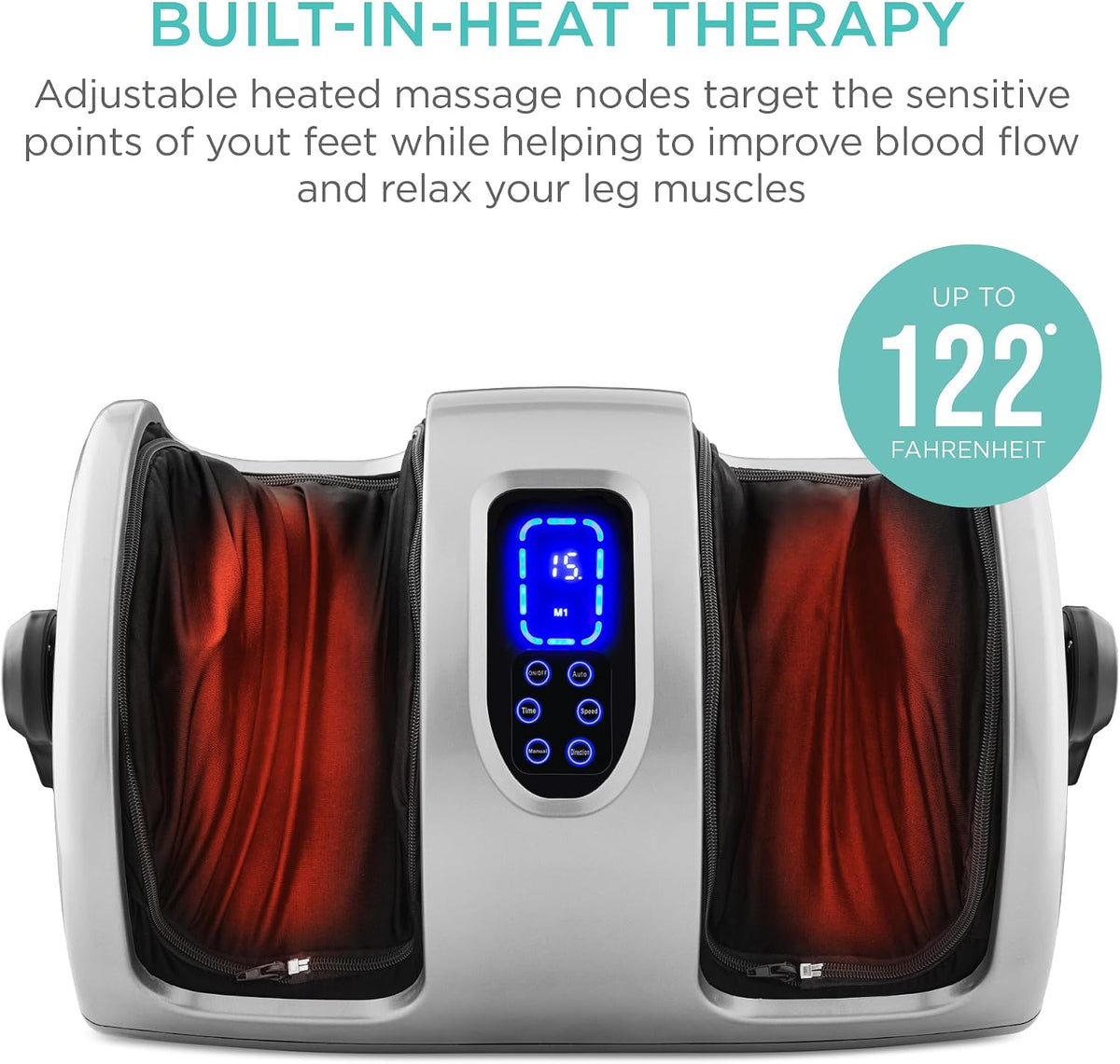 Best Choice Products Shiatsu Foot Massager with Heat for Plantar Fasciitis & Neuropathy, Kneading Foot & Calf Massager with Remote, 360° Adjustable Handle, Rolling & Compression Massage - Navy