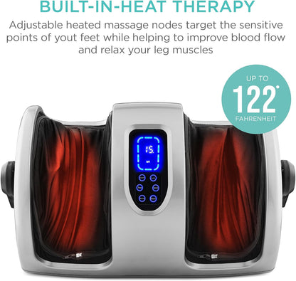 Best Choice Products Shiatsu Foot Massager with Heat for Plantar Fasciitis & Neuropathy, Kneading Foot & Calf Massager with Remote, 360° Adjustable Handle, Rolling & Compression Massage - Navy