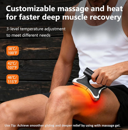 Heated Muscle Scraper Tool –Electric Fascia Knife Massager Heating and Vibration, Muscle Scraper Tool, Body Gua Sha Massage Tool,Fascia Tool Massage Tools for Deep Tissue(Black)