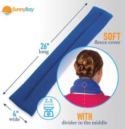 SunnyBay Microwavable Heating Pads, Microwavable Moist Heated Neck and Shoulder Wrap, Versatile Weighted Beanbag Cold Pack or Warm Compress, 2.2 lbs, 26x4 Inches, Navy Blue