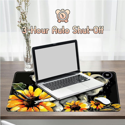 Heated Desk Pad Heated Large Mouse Pad, Electric Quickly Warm Desk Mat with 3 Levels Heating 3 Hours Auto Shut-Off, 31.5" x 13" Warm Gaming Mousepad Hand Foot Warmer, Baby Elephant