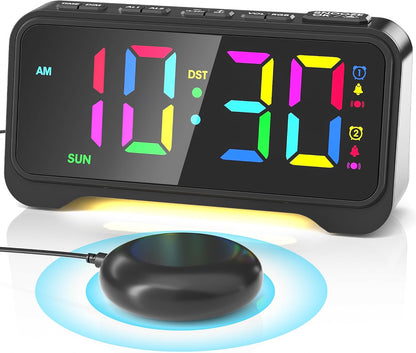 Loud Alarm Clock for Heavy Sleepers Adults, Bed Shaker Alarm Clock