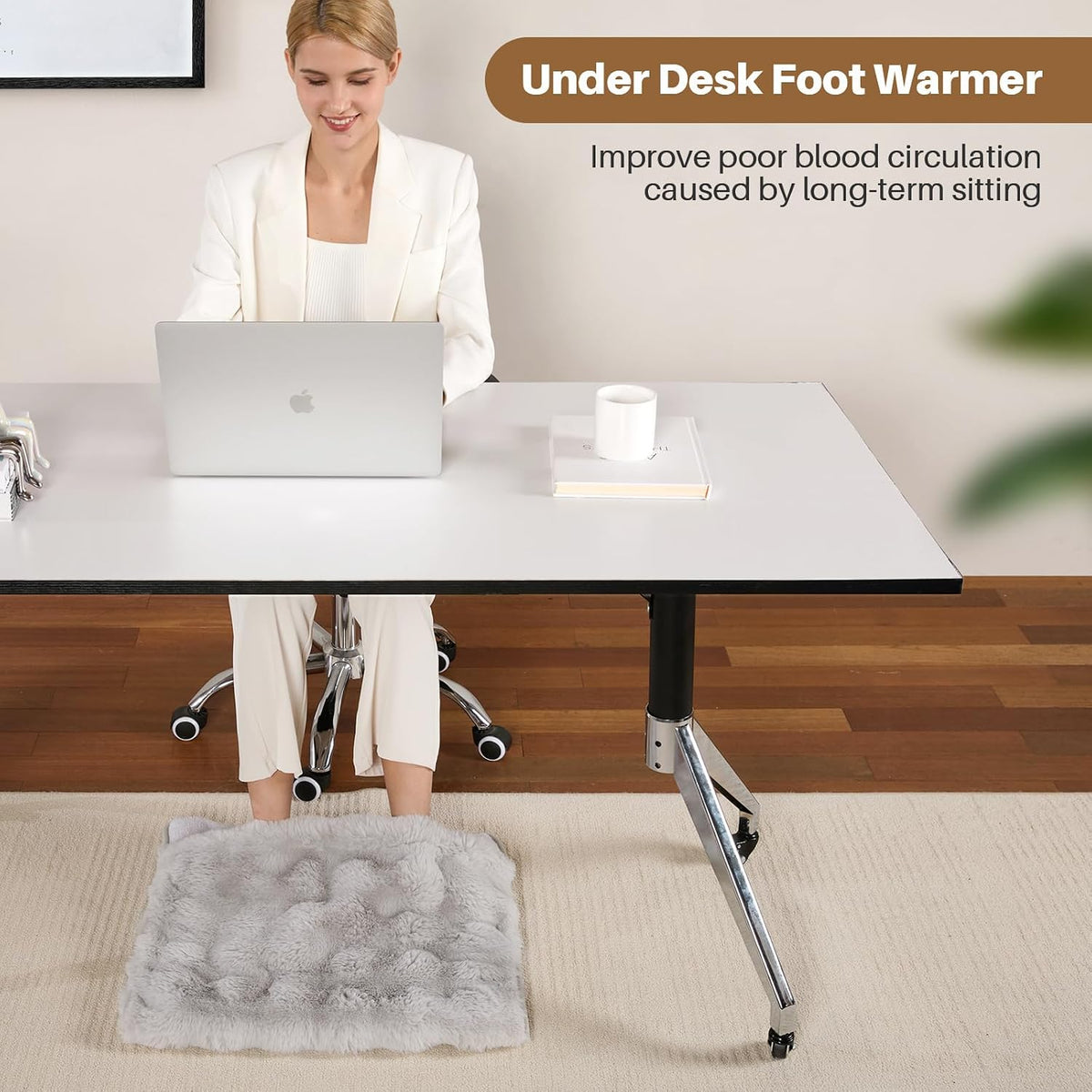 Electric Foot Warmer, Luxury Faux Fur Heating Pad for Feet Pain Relief Cramp, Heated Foot Warmer for Under Desk & Bed with 3 Heat Settings & 2H Auto-Off, ETL Certified, 20x22 Inch, Dark Grey
