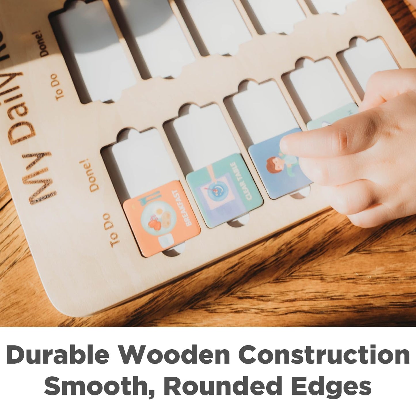 Wooden Toddler Routine Chart Ages 3-6 – Daily & Bedtime Routine Chart, Visual Schedule Board for Kids, Montessori-Inspired Visual Schedule for Kids Daily Routine