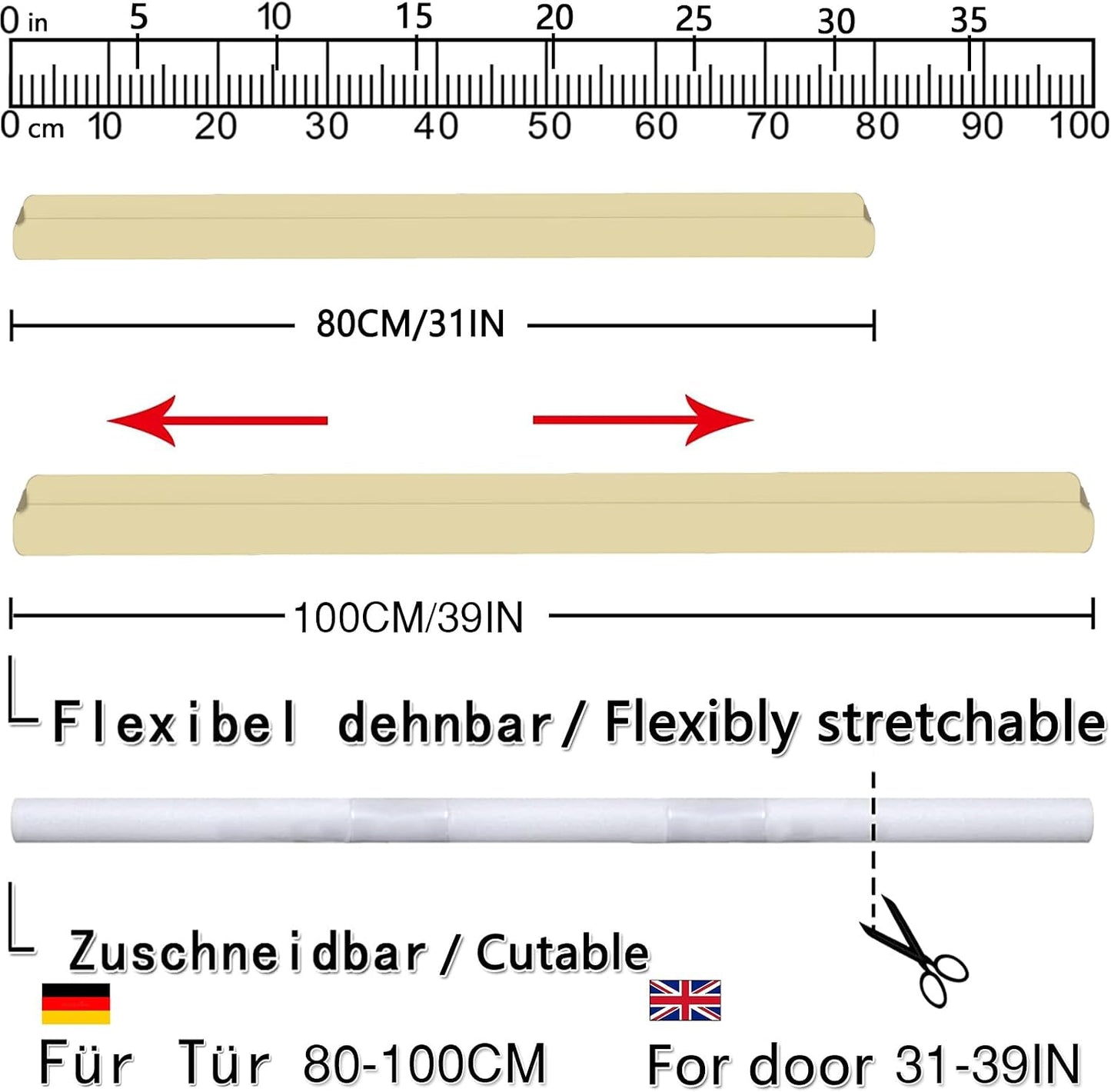 BKSAI Door Draft Stopper for Doors 29-35" No Adhesive Draft Stopper for Bottom of Door Draught Excluder Under Door Wind Blocker Reduce Noise Draught Excluder Sweep Sound Proof(Black) | No Adhesive, For Bottom of Door, Wind Blocker, Reduce Noise, Sound
