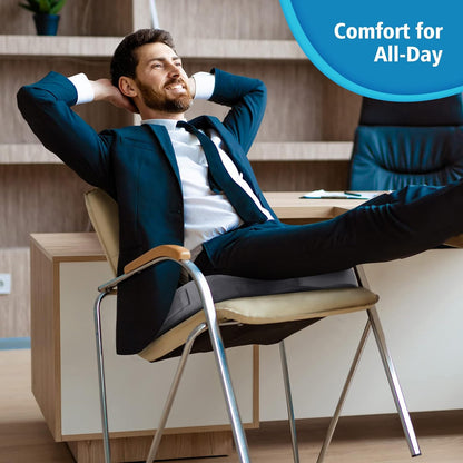 CloudBliss Gel Memory Foam Seat Cushion for Long Sitting, Large, Black | Gel Chair Pad for Tailbone, Coccyx, Sciatica , Soft Suede Cover, Non-Slip , Washable Mesh, for office, home, car