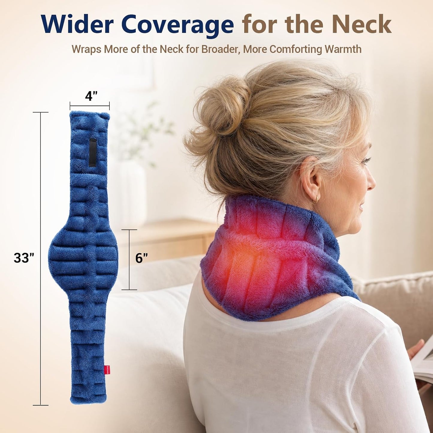 Comfytemp Microwave Heating Pad for Neck Pain Relief, Deep Moist Heat Pad Neck Wrap Warmer, 33"×4" Microwavable Weighted Hot Compress for Muscle Tension, Stiffness, Soreness for Women Men Senior Relax