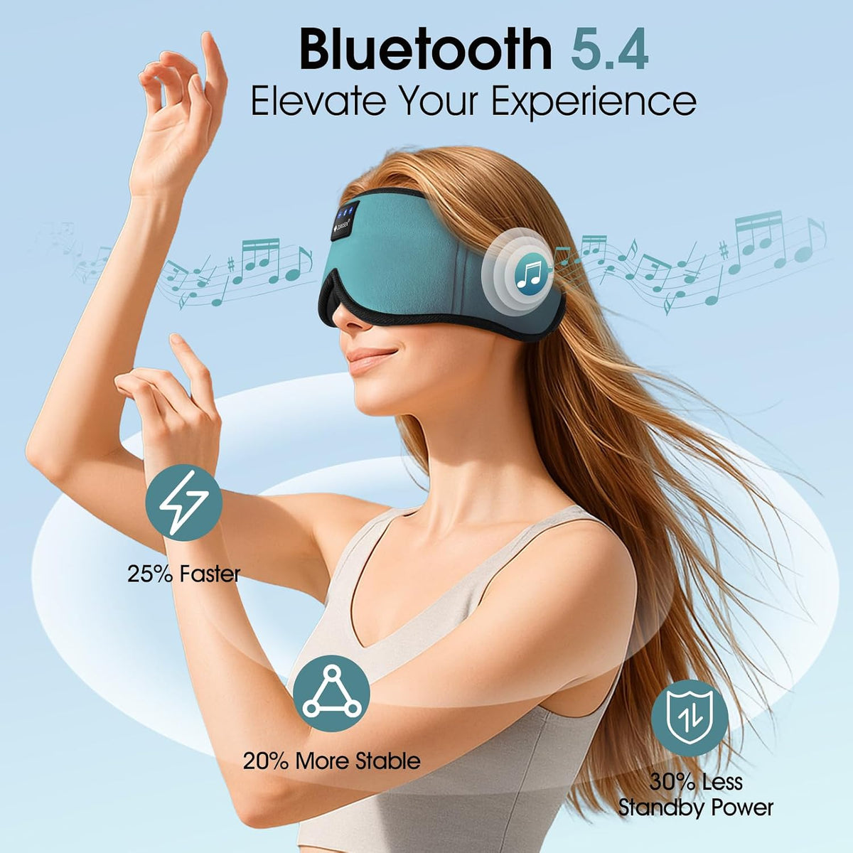 ZUMUSEN Bluetooth Sleep Headphones Mask with 3D Stereo Speakers