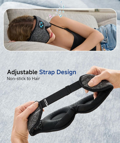 Voerou Sleep Mask with Bluetooth Headphones, Zero Pressure Wireless Sleeping Eye Mask, 100% Light Blocking Sleep Headphones for Side Sleepers, Suitable for Sleep Nap Travel, Cool Gadgets Unique Gifts
