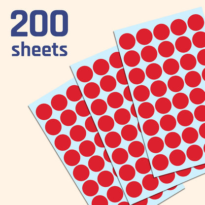 2000 Pack, 3/4" Round Colored Dot Stickers Labels - 10 Colors