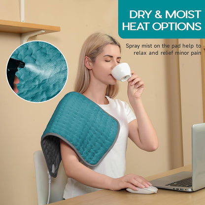 Heating Pad for Period Cramps, Heating Pad for Back/Neck/Shoulder Muscle Pain, 6 Heating&4 Timer Setting, Auto Shut Off, Dry/Moist Heat & Machine Washable, Gray Birthday Christmas Gifts for Women Mom