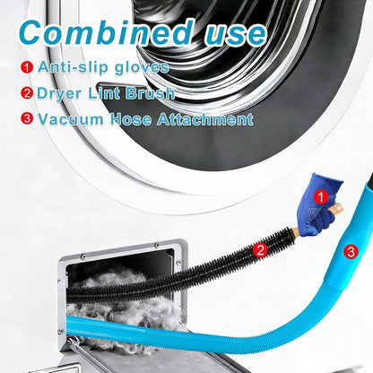 Upgraded Dryer Lint Vent Cleaner Kit: Flexible Vacuum Hose Attachment for Lint Removal |Universal Vacuums Deep Cleaning Brush for Clogged Ducts