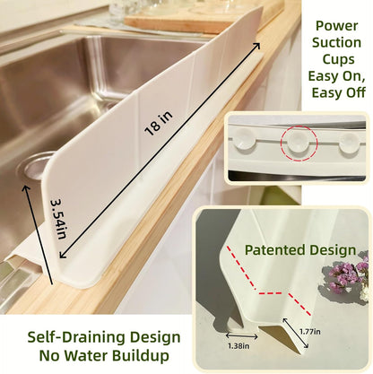 Sink Splash Guard for Kitchen, Splatter Screen & Silicone Water Guard with High Wall, Sink Edge Protector and Backsplash Guard, Easy to Install and Clean for Faucet and Countertop Area(Cream, 23")