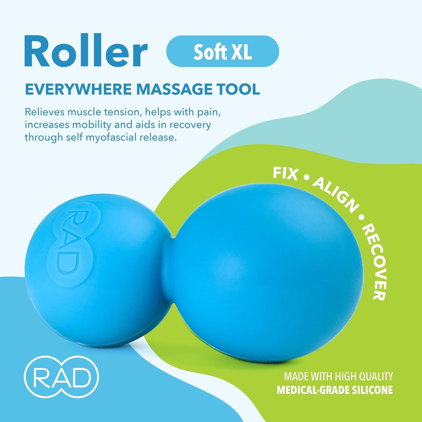 RAD Roller Stiff Peanut Massage Ball - High Density Peanut Massager - Myofascial Release for Back, Feet, Neck, Psoas - Suboccipital Release Device, Thoracic Spine Roller Balls