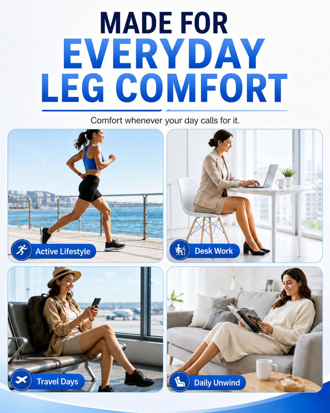RIGHTMELL Cordless Leg Massager with Heat, Compression Calf Massager, Pair | Rechargeable Calf Wraps With 3 Modes, 3 Intensities, Adjustable Heat for Home and Office Use