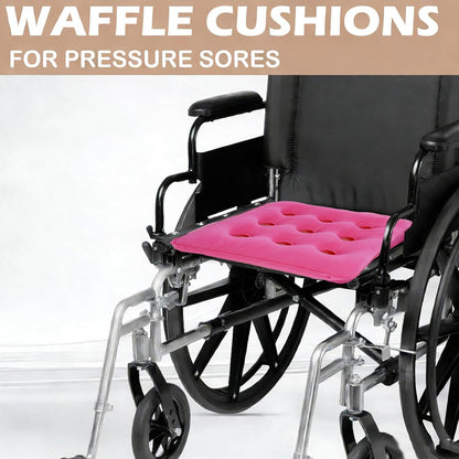 2-Pack Inflatable Waffle Cushion for Pressure Relief, Wheelchair Cushion for Pressure Redistribution, Portable Air Seat Cushions for Office Chair Car Seat, Breathable Seat Pad, Includes 1 Air Pumps